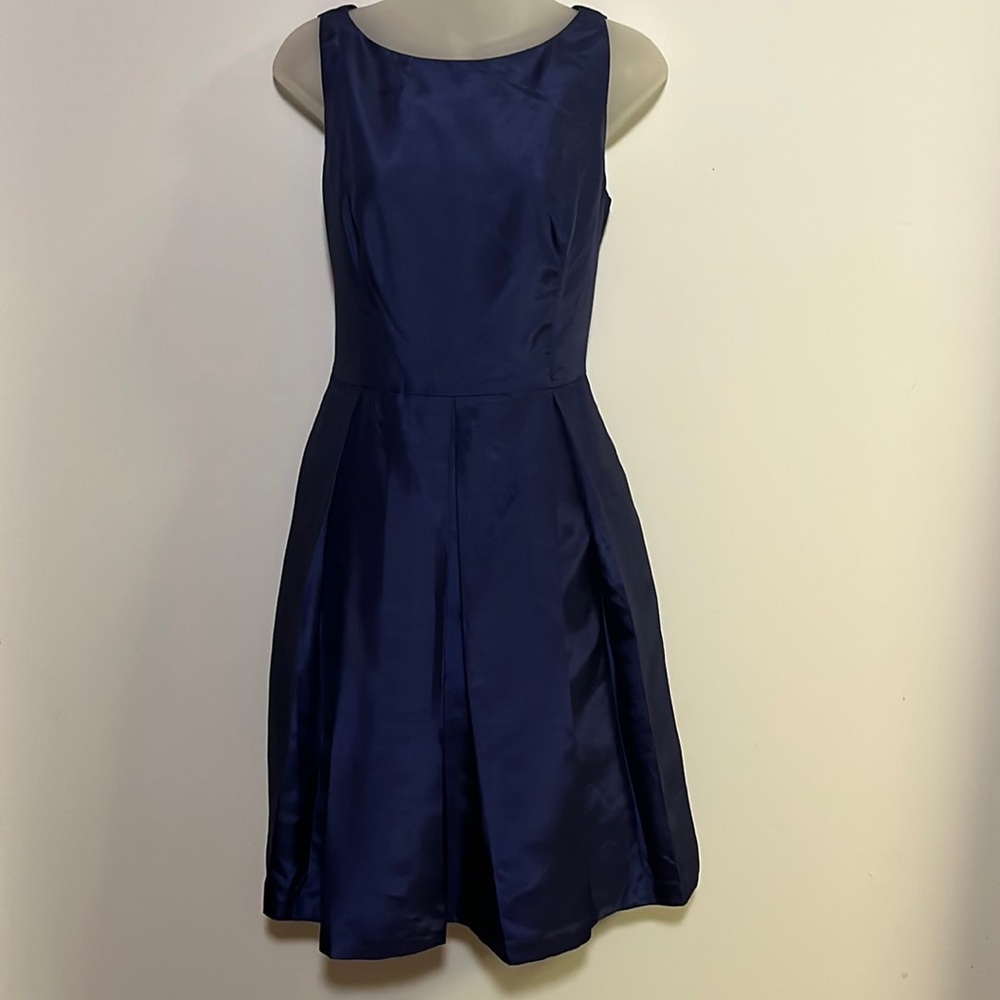Womens dressy taffeta party dress formal deep blue.